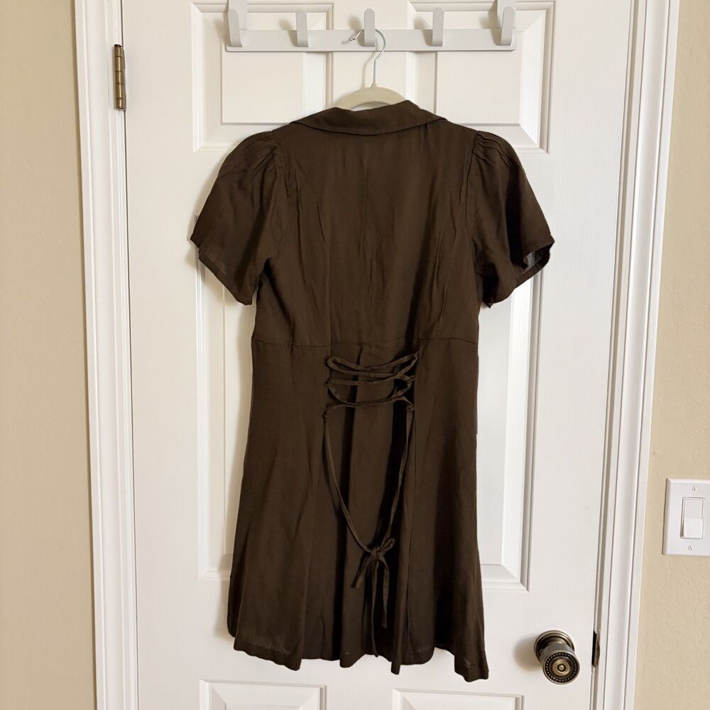 Princess Polly Pique Button Down Mini Dress Brown NWT - Picture 9 of 12